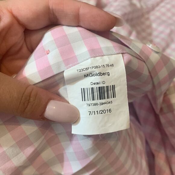 J.Hilburn Custom Made Pink Checkered Shirt - Picture 6 of 6